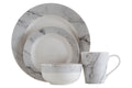 Avie 16Pc White And Grey Marble Effect Dinner Set