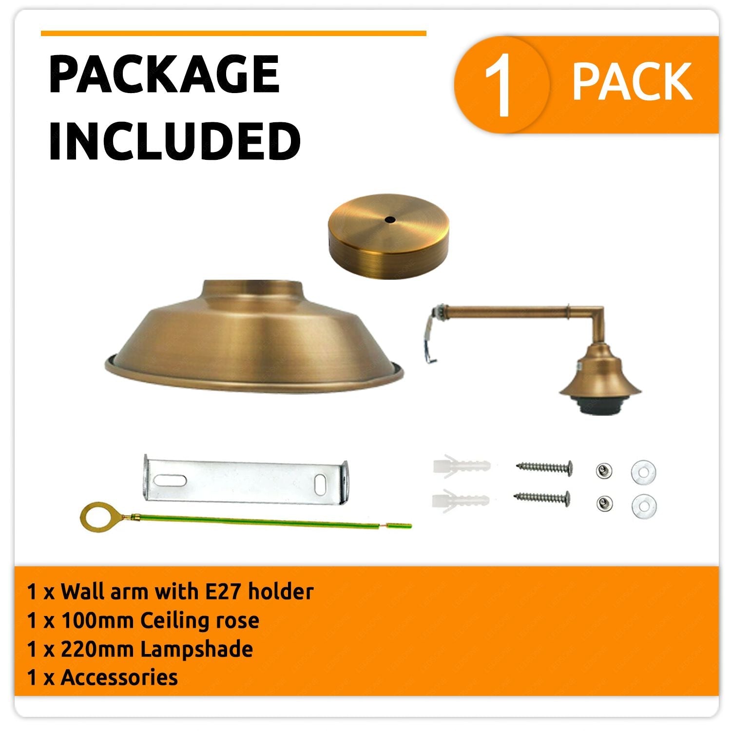 Industrial Vintage Retro Wall Lamp Indoor E27 Edison  Yellow Brass Lighting Sconces~3810