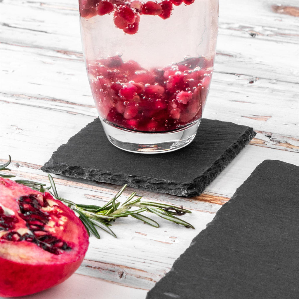 12pc Black Rectangle Slate Placemats & Coasters Set