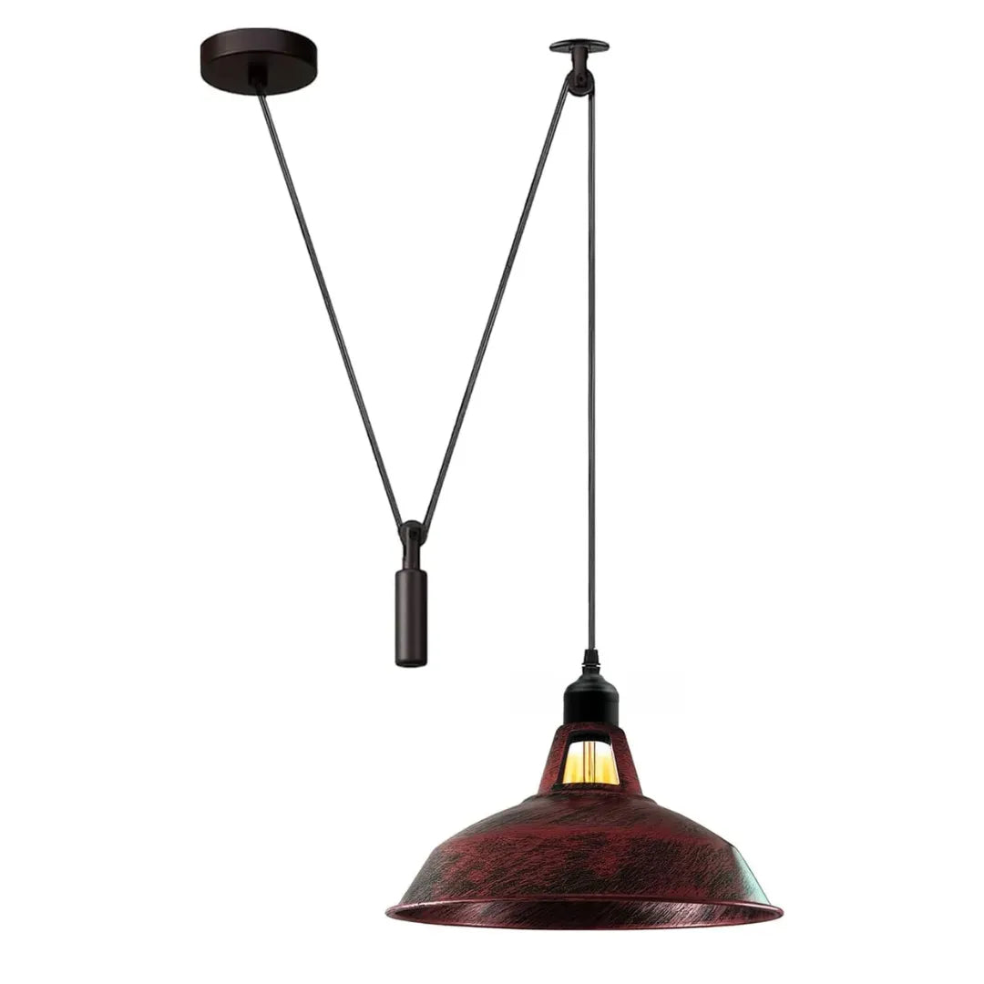 Vintage Pulley Pendant Light - 2M Adjustable Industrial Shade