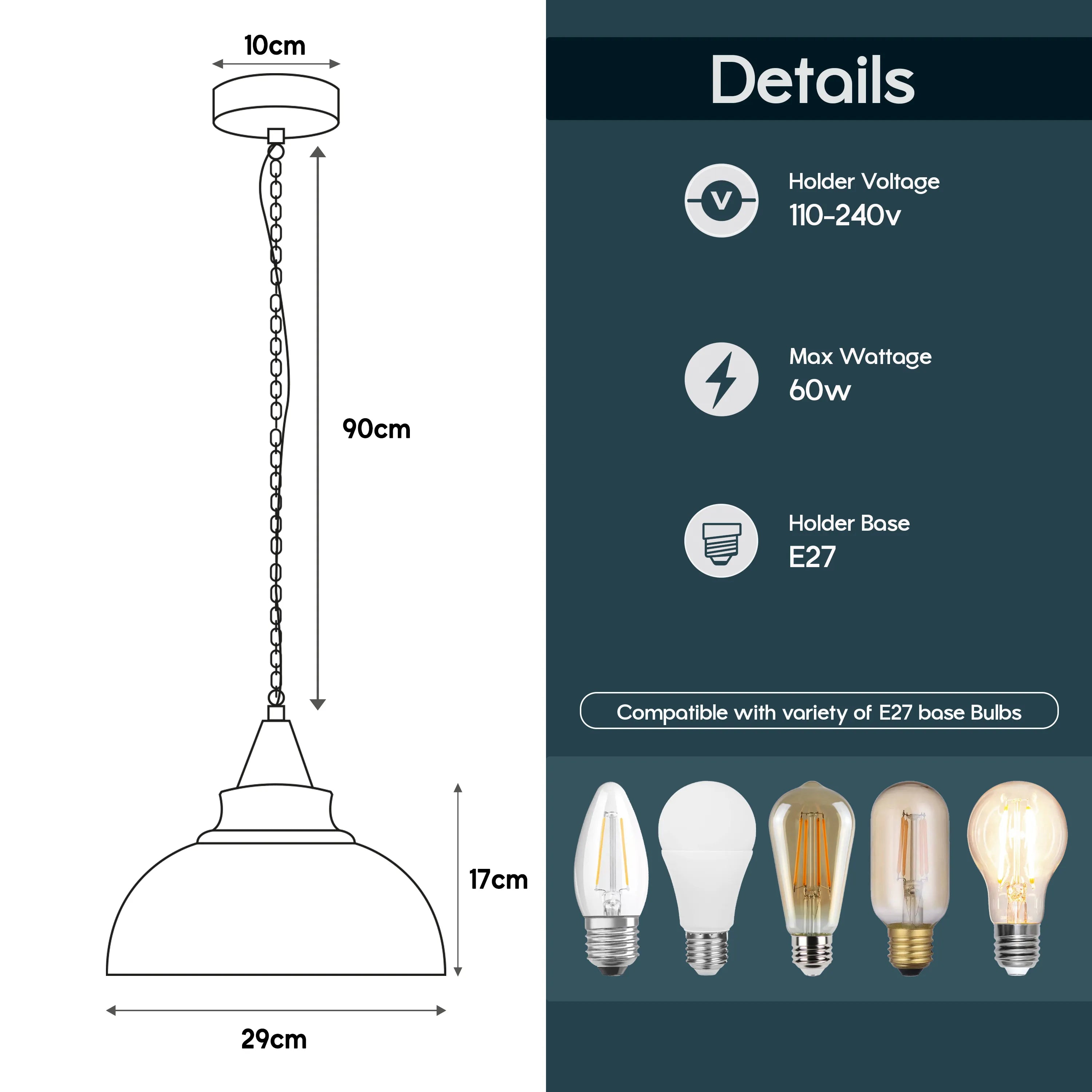 Vintage Industrial Retro Ceiling Pendant Metal Lamp Shade ~4346