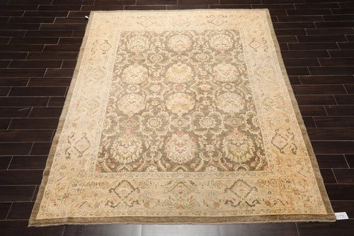 8x10 Olive Green, Beige Hand Knotted 100% Wool Peshawar Traditional Oriental Area Rug-1