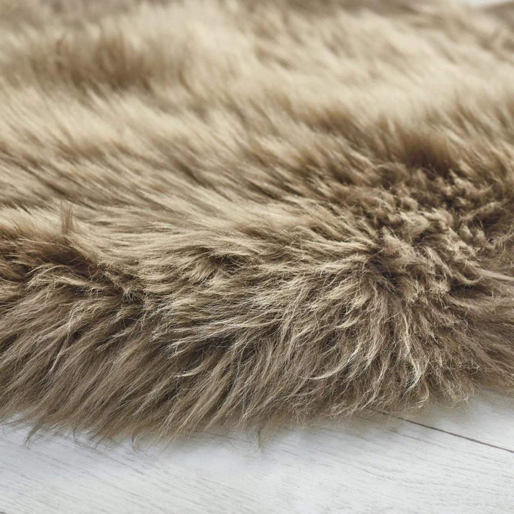 Genuine Khaki/Taupe Sheepskin Faux Fur Rug