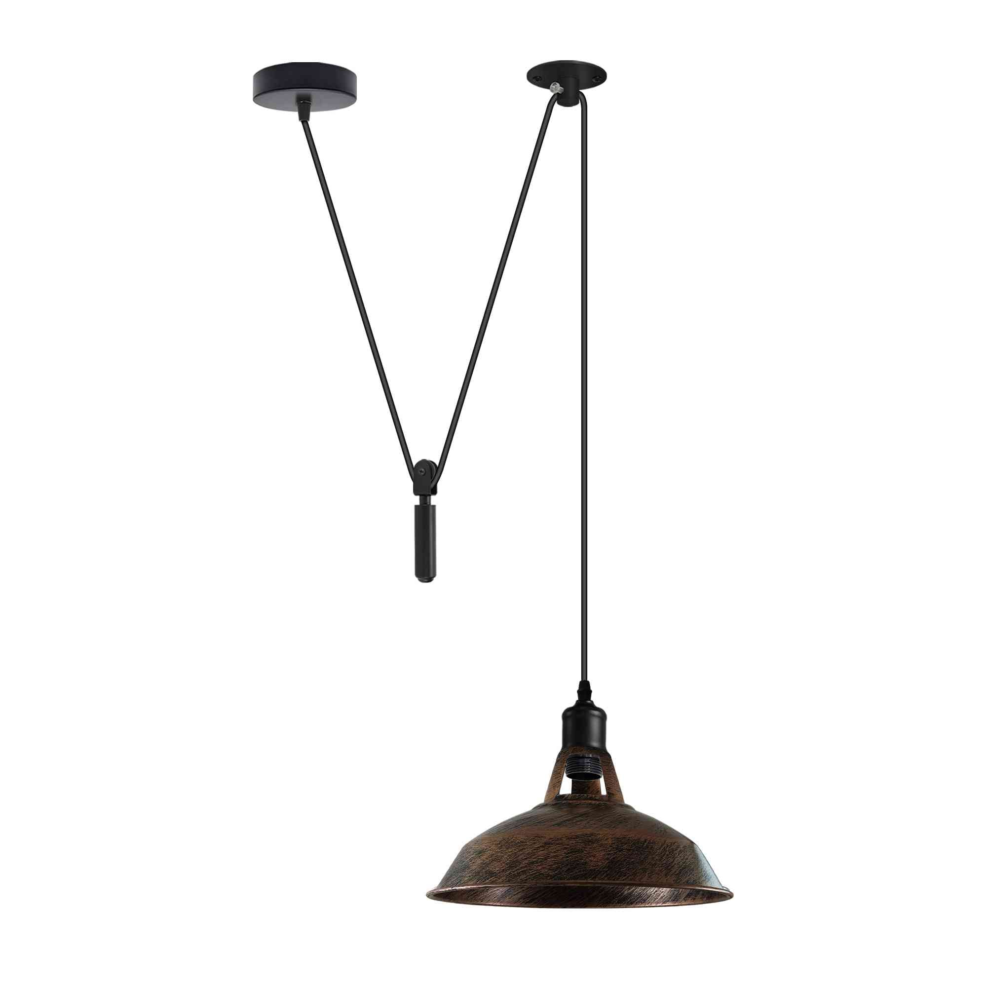 Vintage Pulley Pendant Light - 2M Adjustable Industrial Shade
