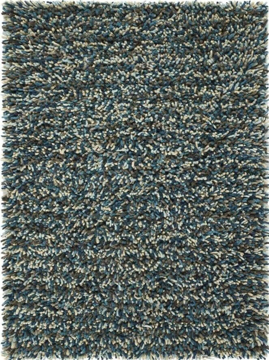 Rocks Blue Shaggy Pile Wool Rug