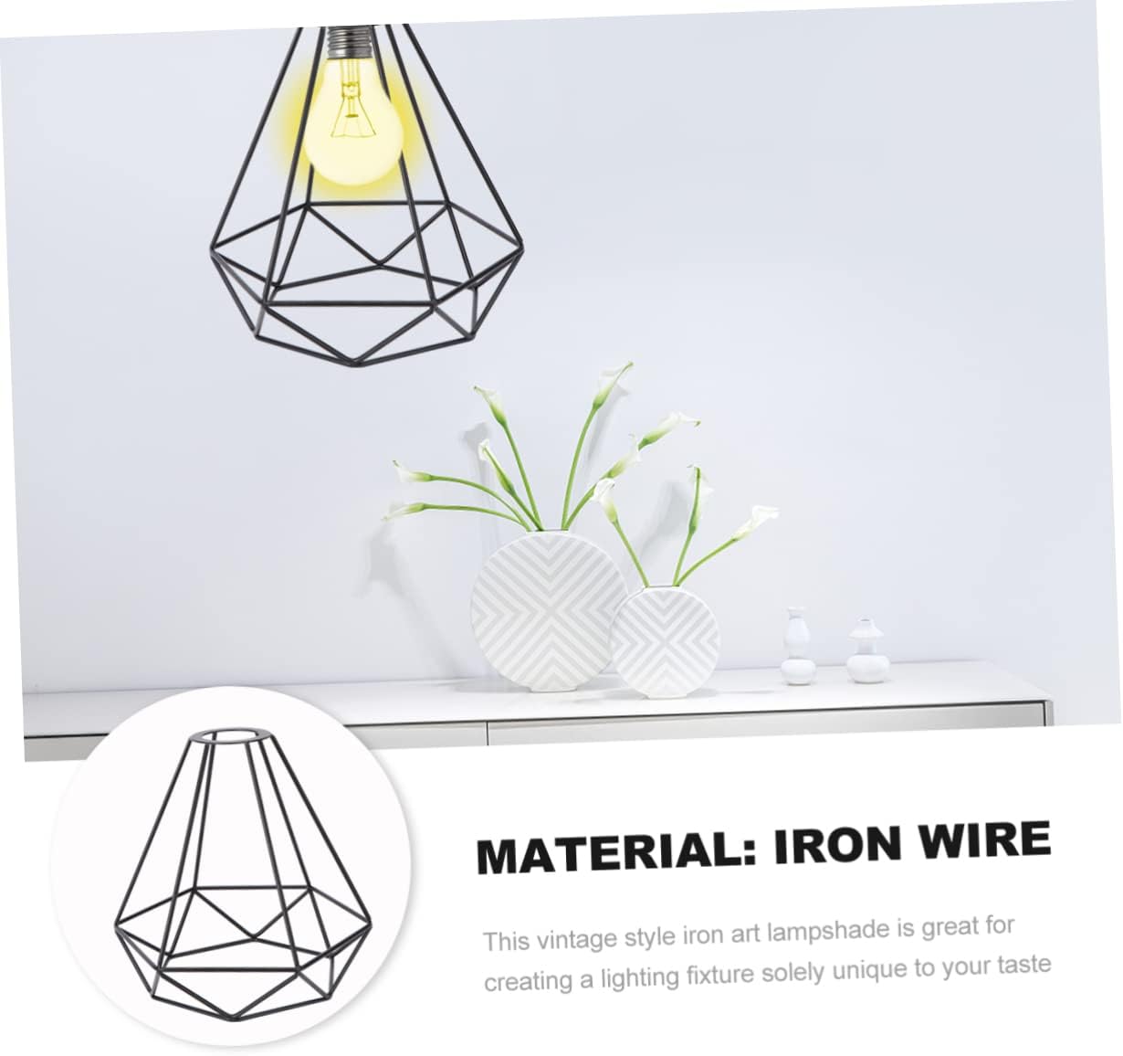 Black Diamond Metal Cage Lampshade - Modern Industrial Style
