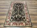 Black Sino Persian Rug 3x5, Wool with Silk Highlights, Floral, Fine 170 KPSI