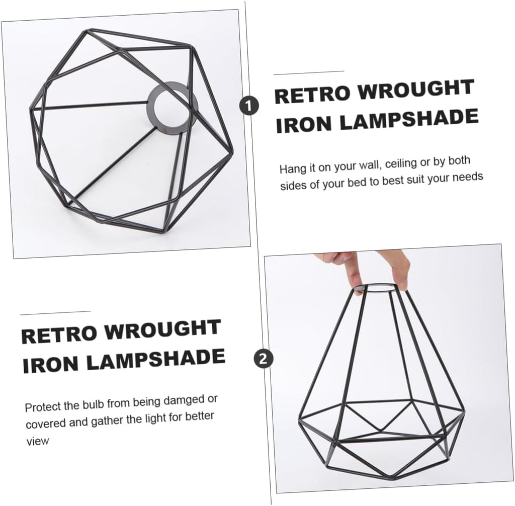 Black Diamond Metal Cage Lampshade - Modern Industrial Style