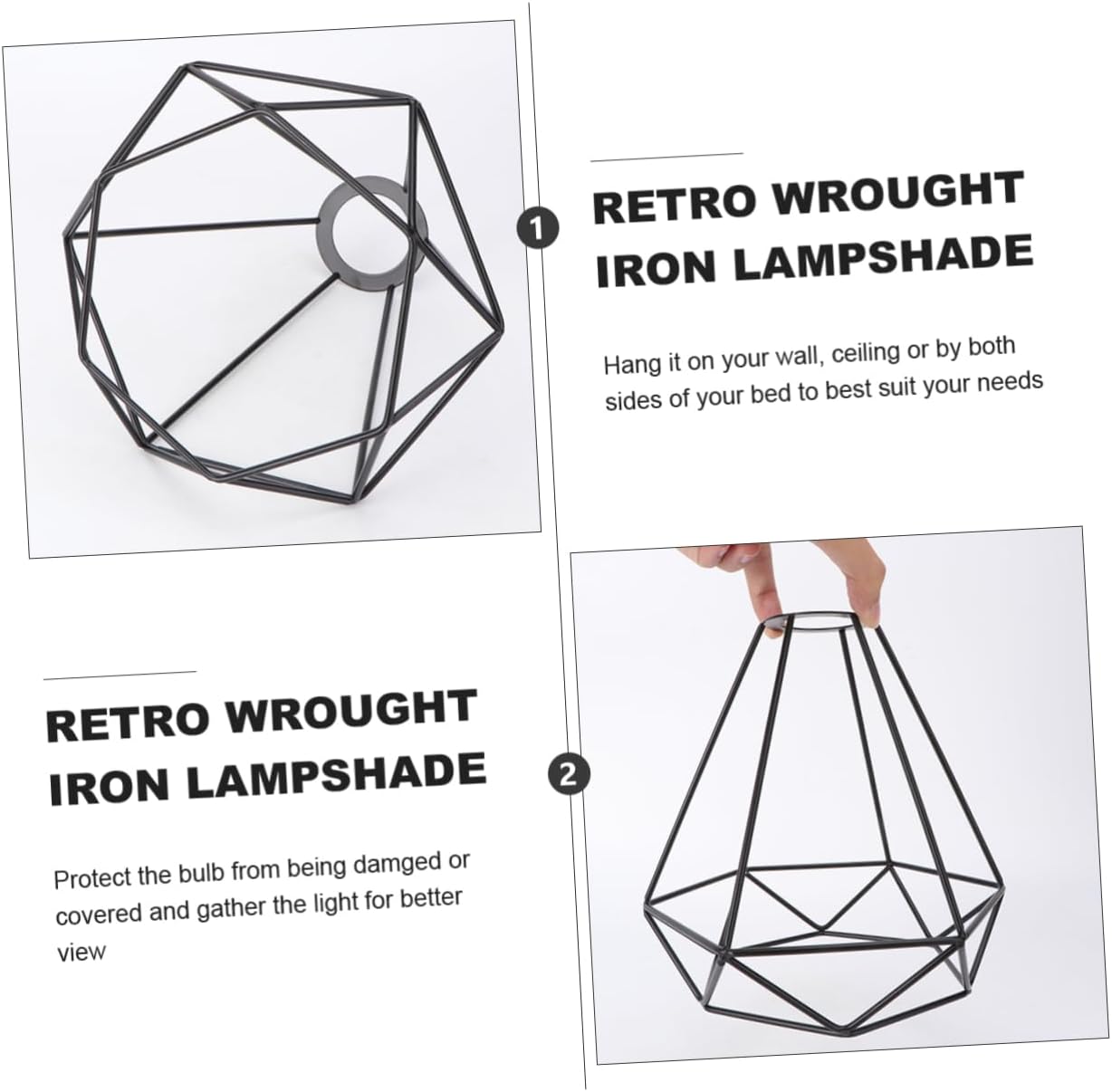 Black Diamond Metal Cage Lampshade - Modern Industrial Style