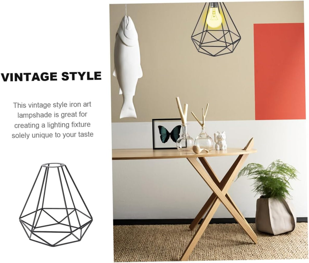 Black Diamond Metal Cage Lampshade - Modern Industrial Style