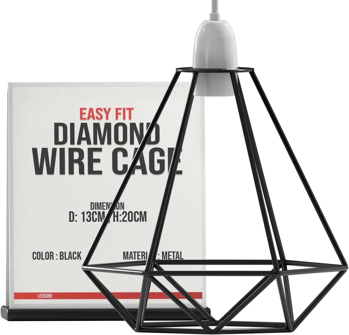 Black Diamond Metal Cage Lampshade - Modern Industrial Style