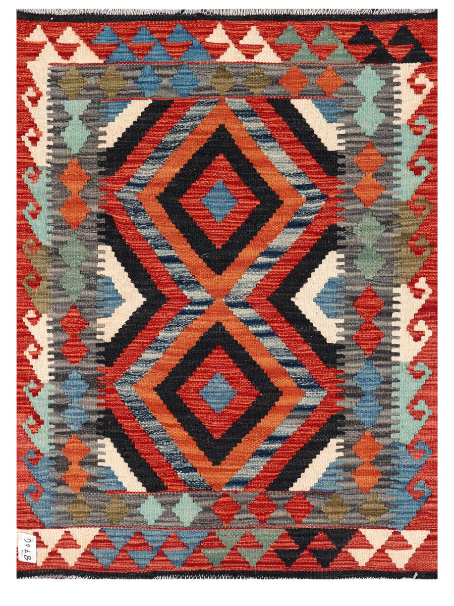 Handwoven Afghan Kilim Rug: Unique Tribal Wool Masterpiece