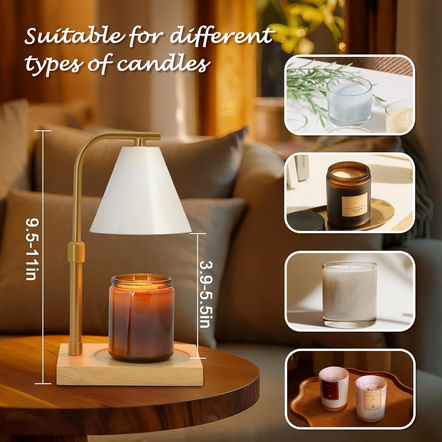 Fragrance Candle Warmer Lamp Wooden Decorative Base-3