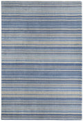 Fine Stripes Blue Wool Rug