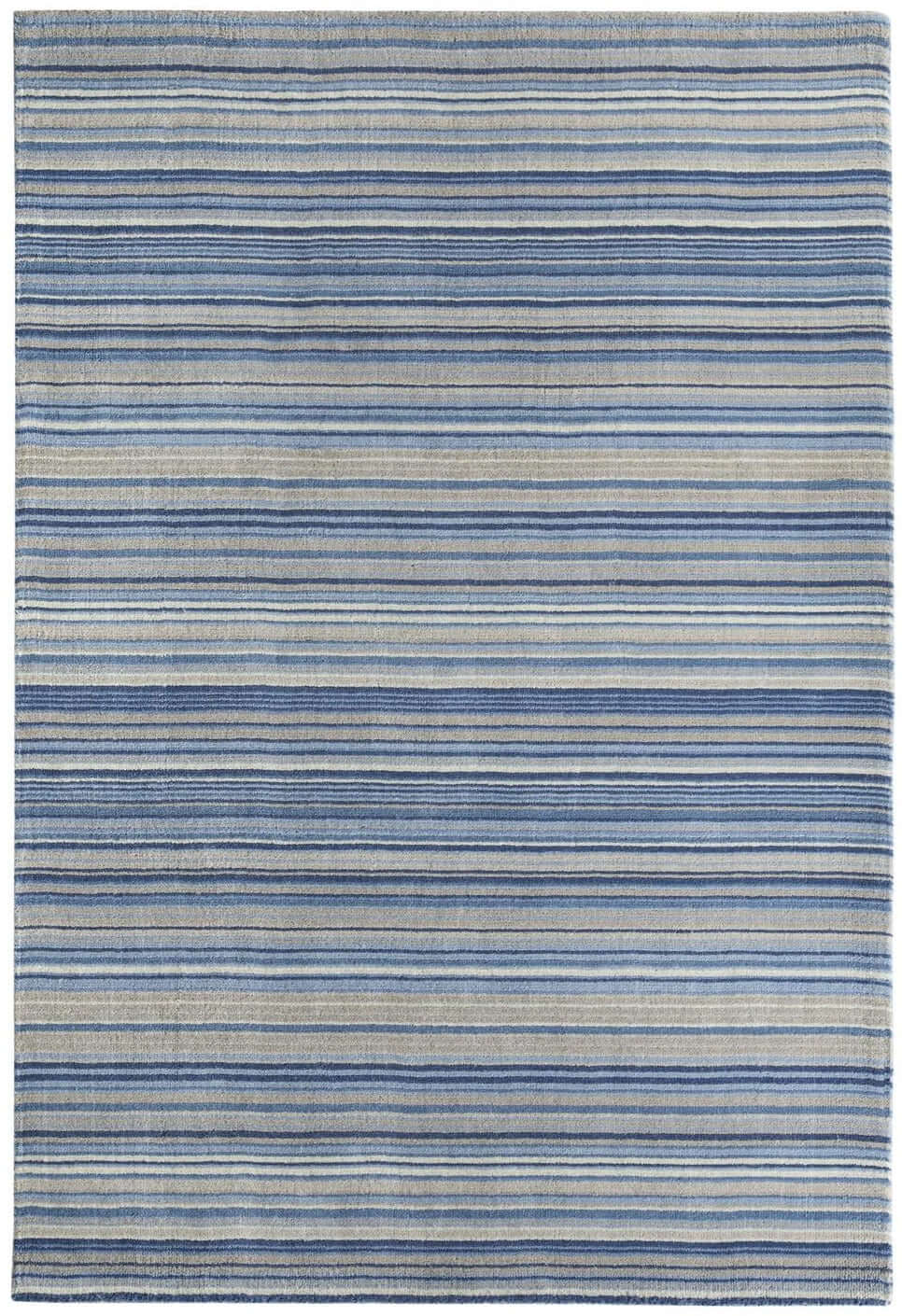 Fine Stripes Blue Wool Rug