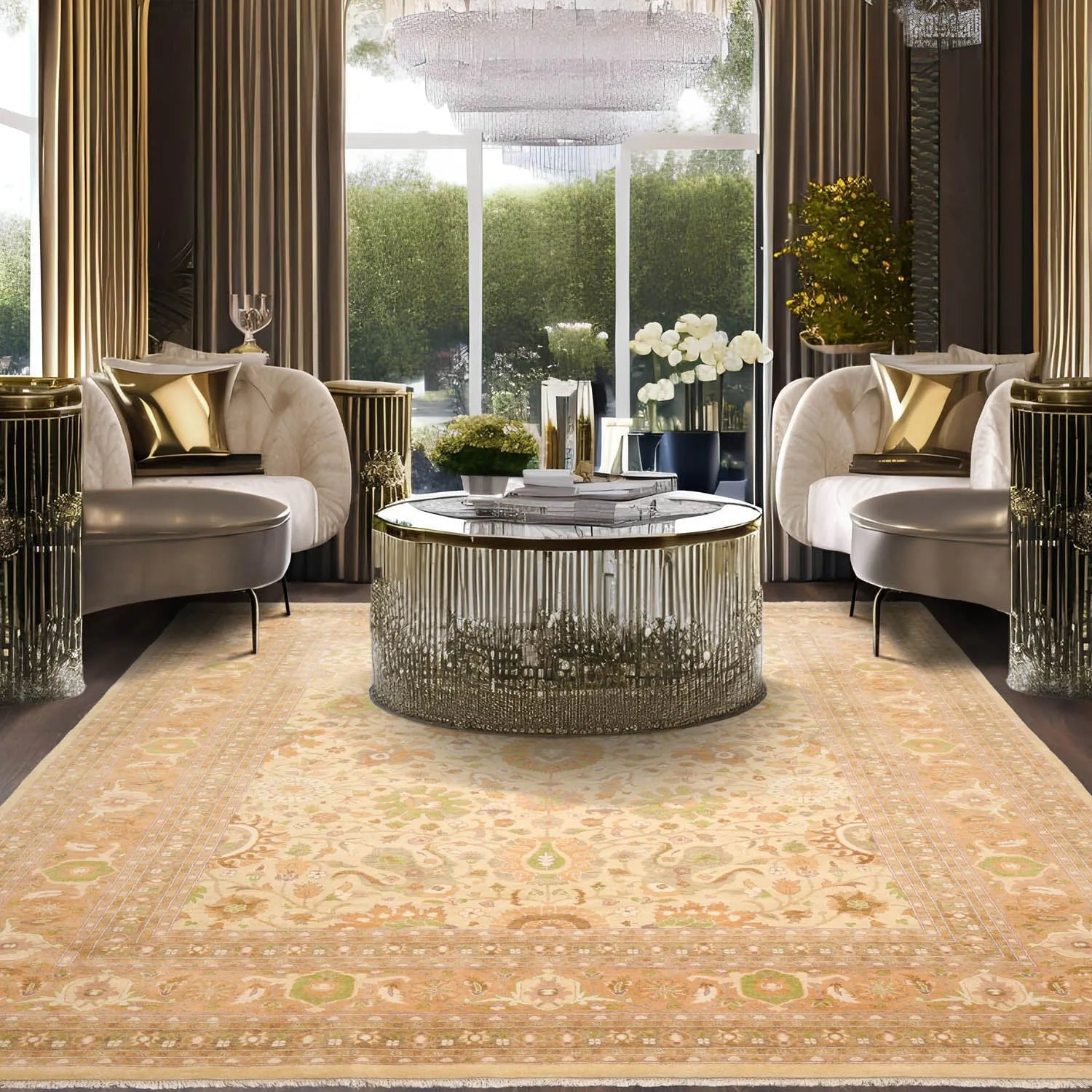 7'8" x 9'11" Hand Knotted 100% Wool Peshawar Oriental Area Rug Taupe