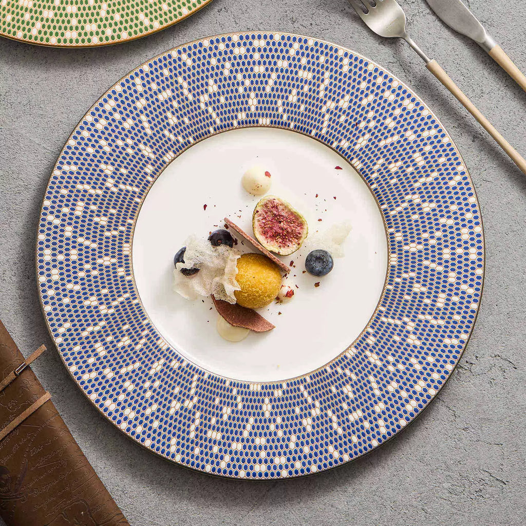Artisanal Mosaic Rim Fine Porcelain Plate – Celestial Series