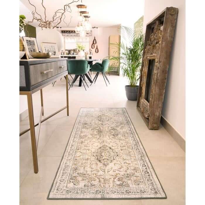 Eco-Washable Cream Rug Vintage Design