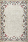 Eco-Washable Cream Rug Flower Design