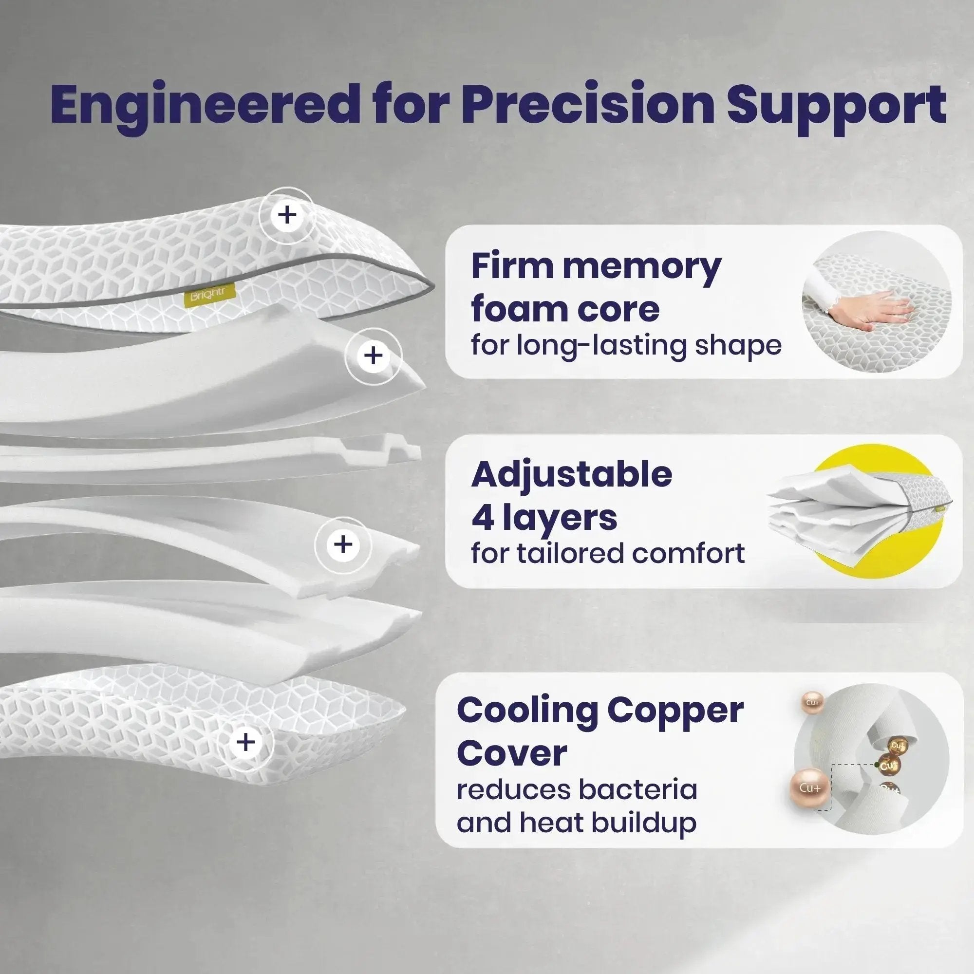 Brightr® Eclipse Adjustable Firm Memory Foam Pillow bundle