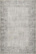 Eco-Washable Grey Rug Bordered Design