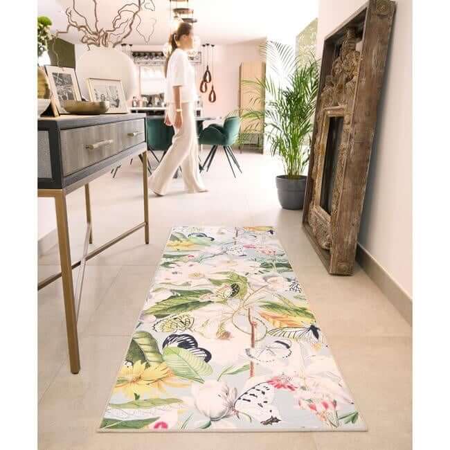 Eco-Washable Multicolour Rug Floral Design