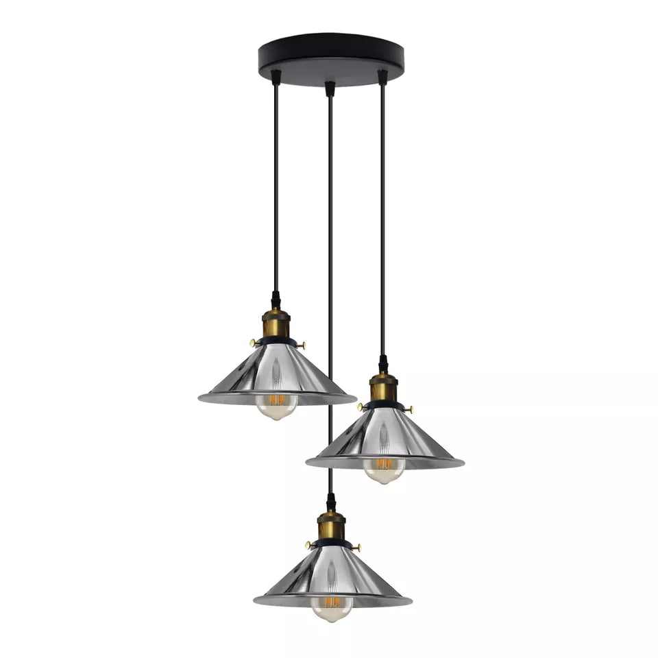 Vintage E27 Pendant Light Trio - Retro Ambiance Lighting