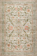 Eco-Washable Beige Rug Flowers Design