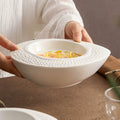 Ceramic Hammered-Edge Oval Bowl – Modern Double-Layer Serving Dish