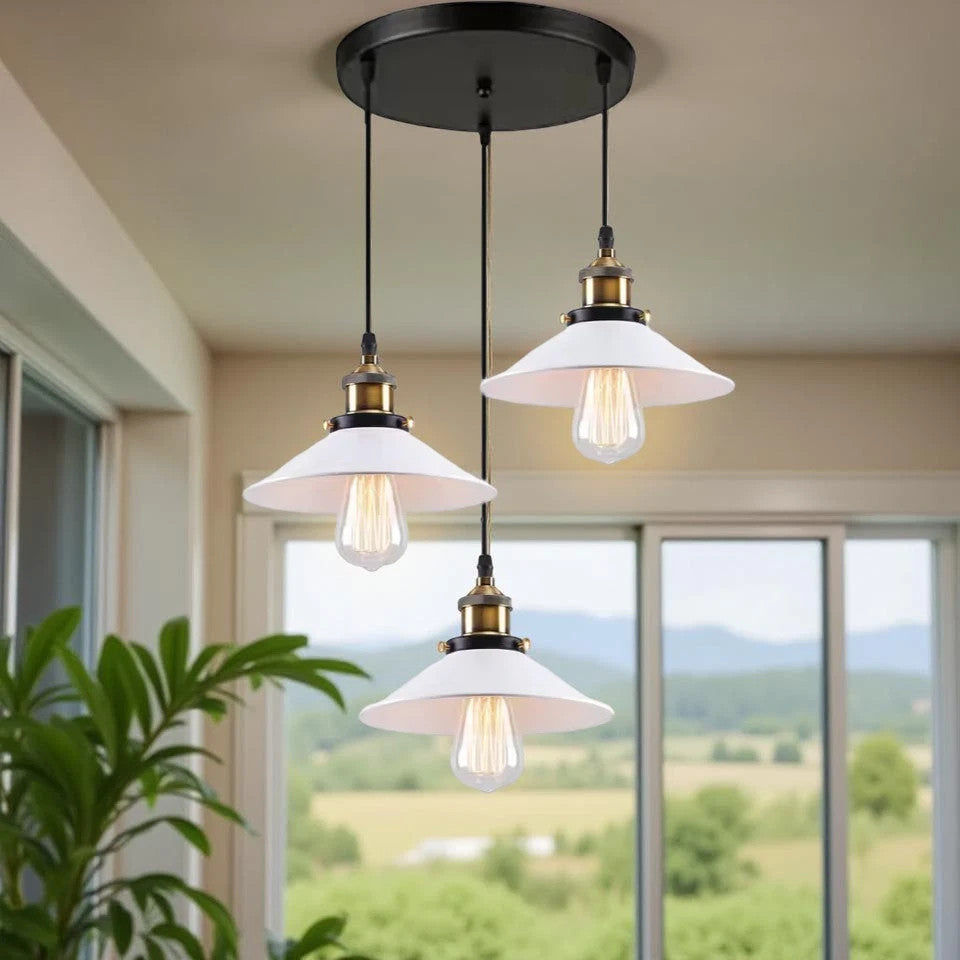 Vintage E27 Pendant Light Trio - Retro Ambiance Lighting