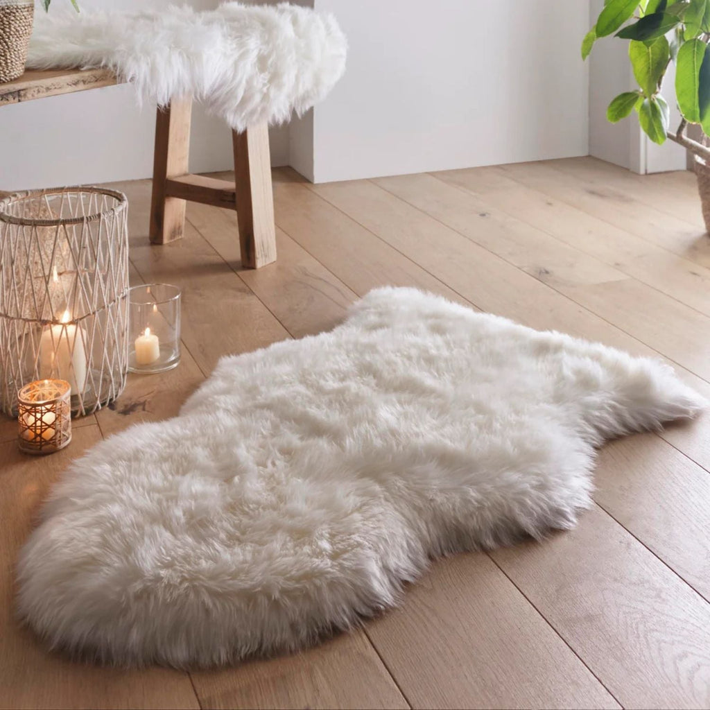 Genuine Natural Cream Sheepskin Faux Fur Rug