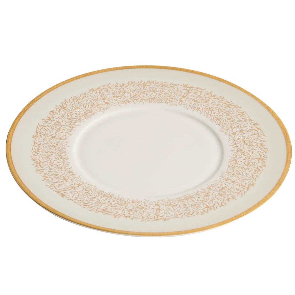 Gold-Pattern Wide-Rim Ceramic Plate — Collector’s Edition Fine Tableware