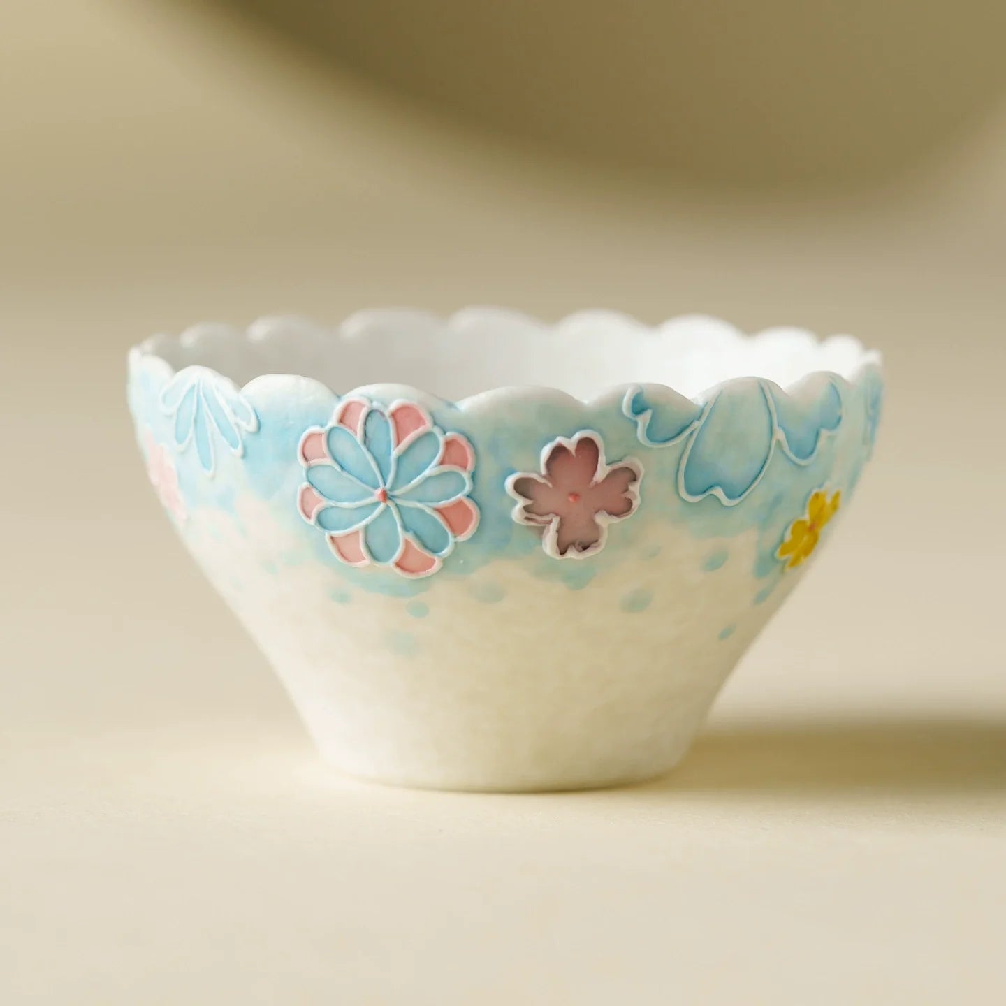 Handmade Ceramic Teacup with Floral Embossed Design – 80ml Traditional Chinese Tea Cup