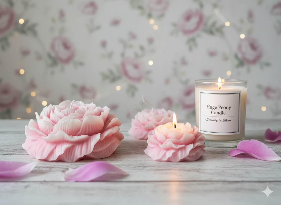 Huge Peony Candle - Premium Soy Wax Scented Candle for a Luxurious Home Ambiance-0
