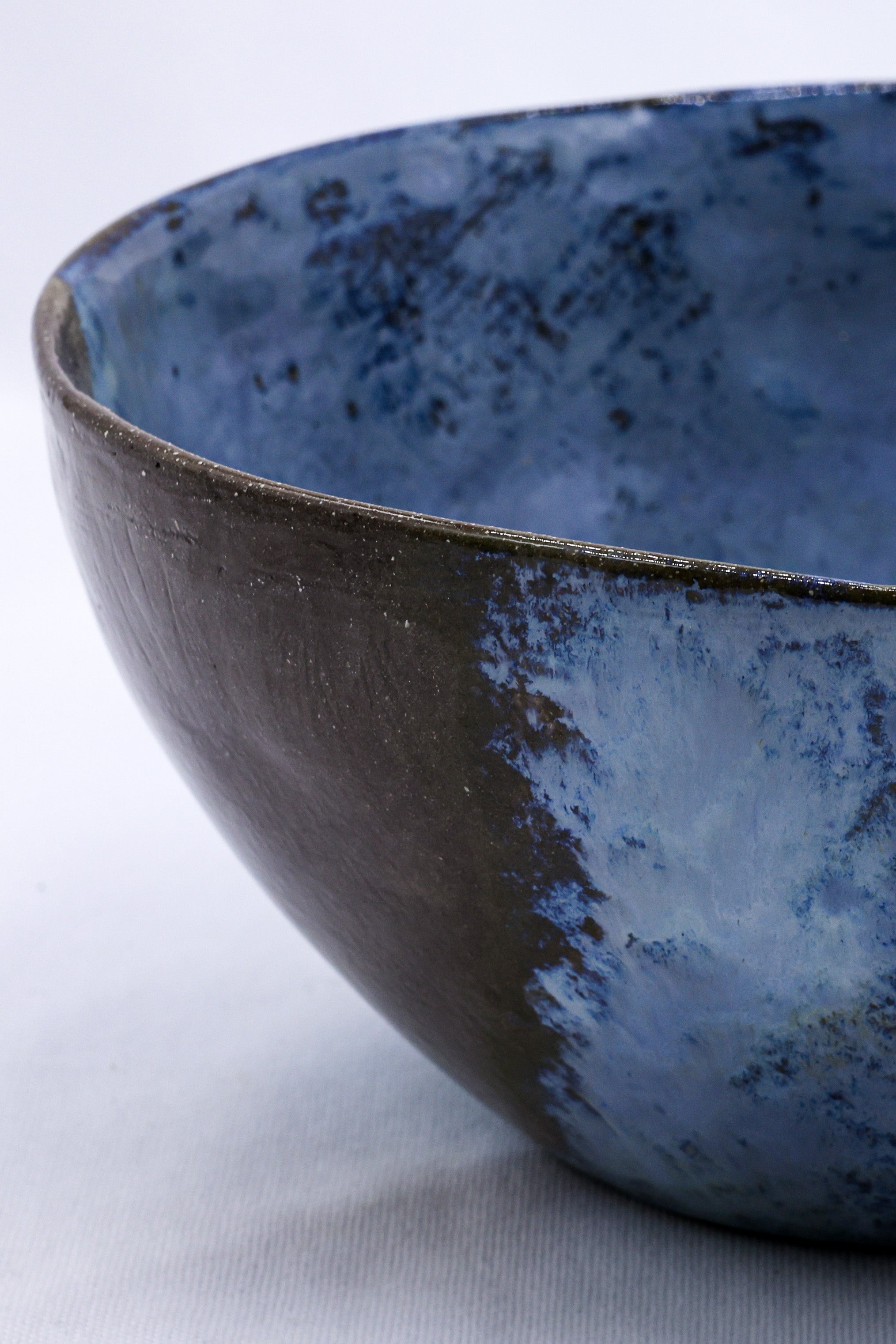 Large Smoked Grey Cold Aegean Fade Handmade Ceramic Stoneware Dinner Bowl