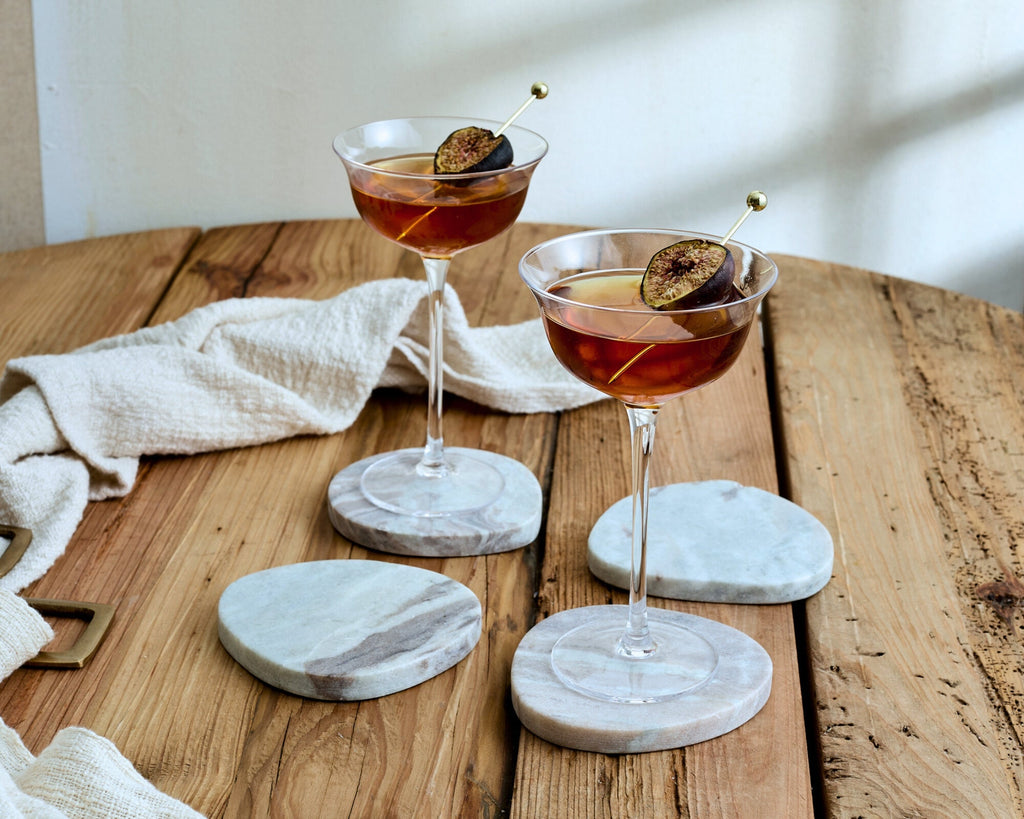 Amie Natural Polished Marble Coasters Irregular Shape