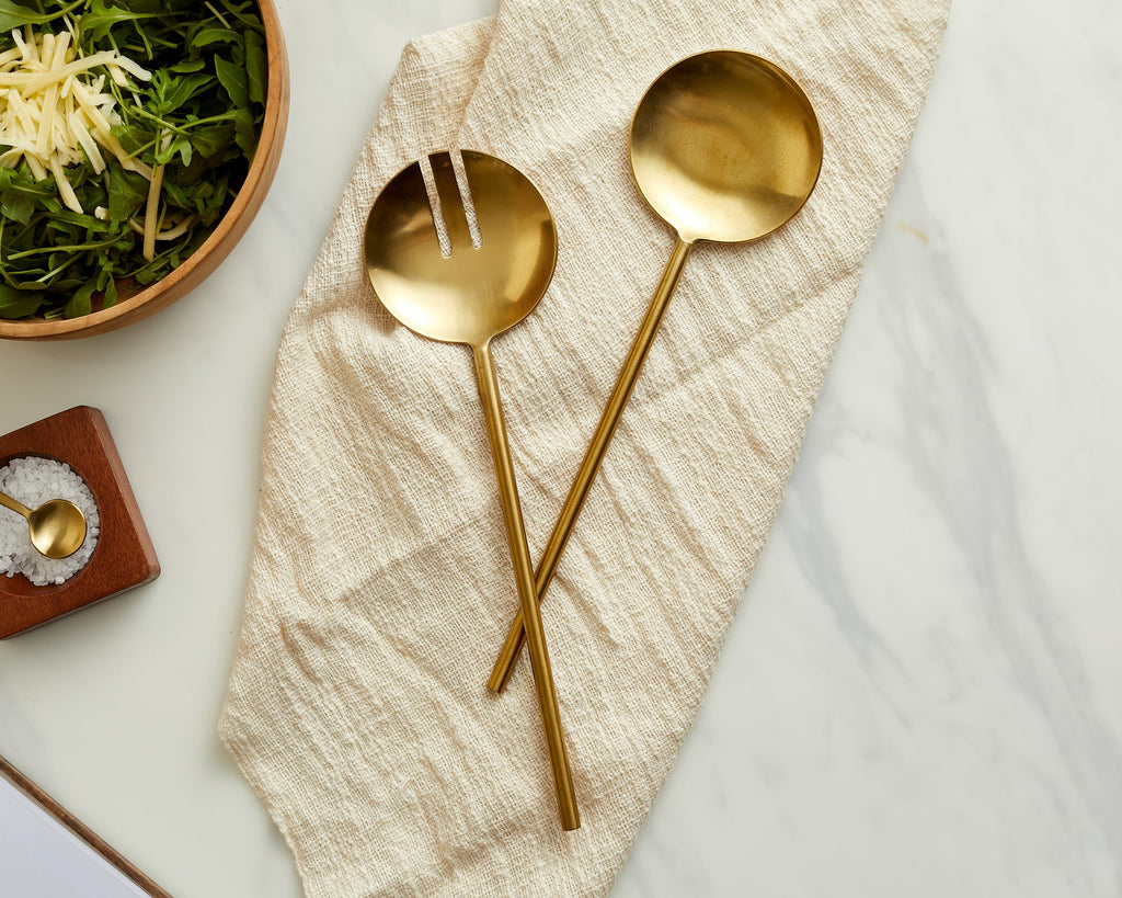 Reine Matte Gold Salad Server Set