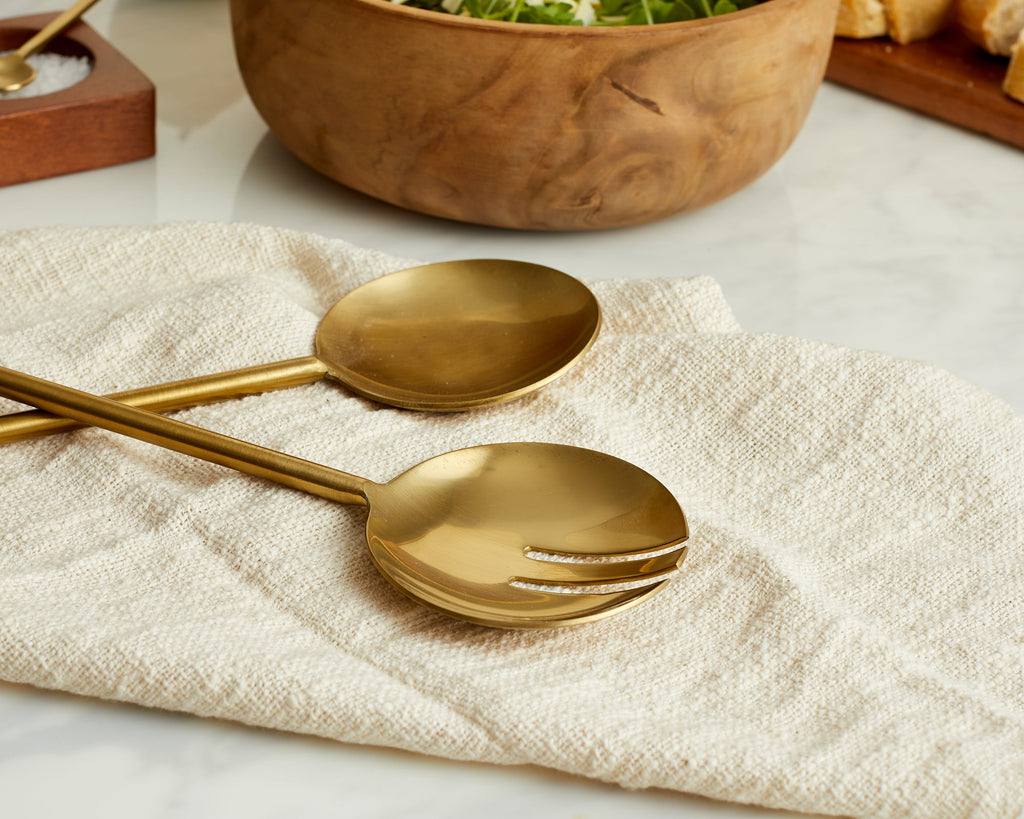 Reine Matte Gold Salad Server Set