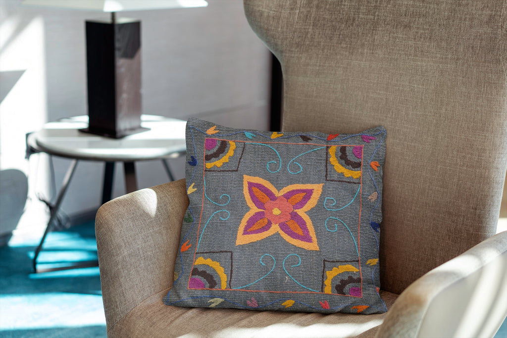 Suzani Hand Embroidered Cushion Cover - 45 x 45 cm