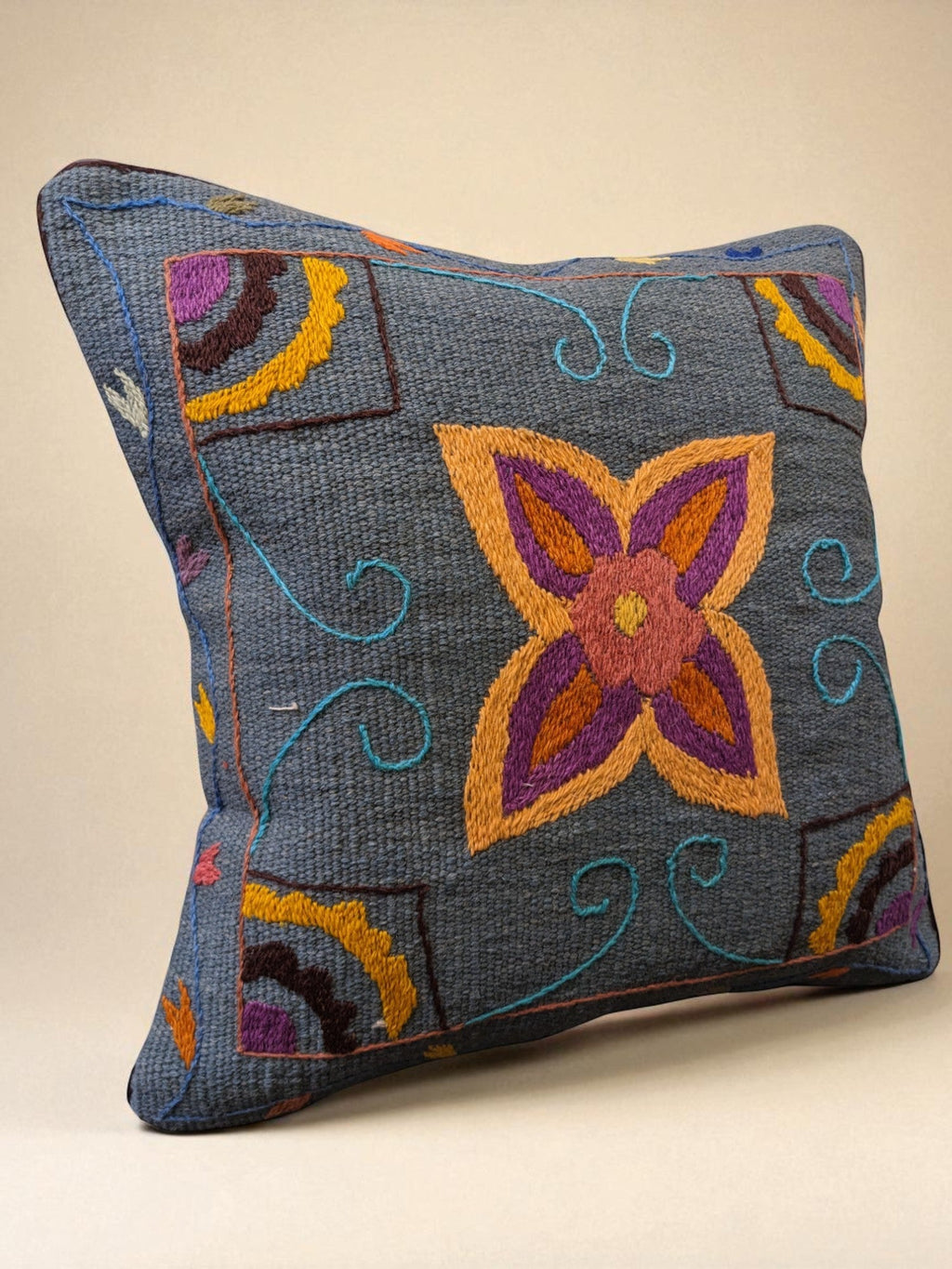 Suzani Hand Embroidered Cushion Cover - 45 x 45 cm