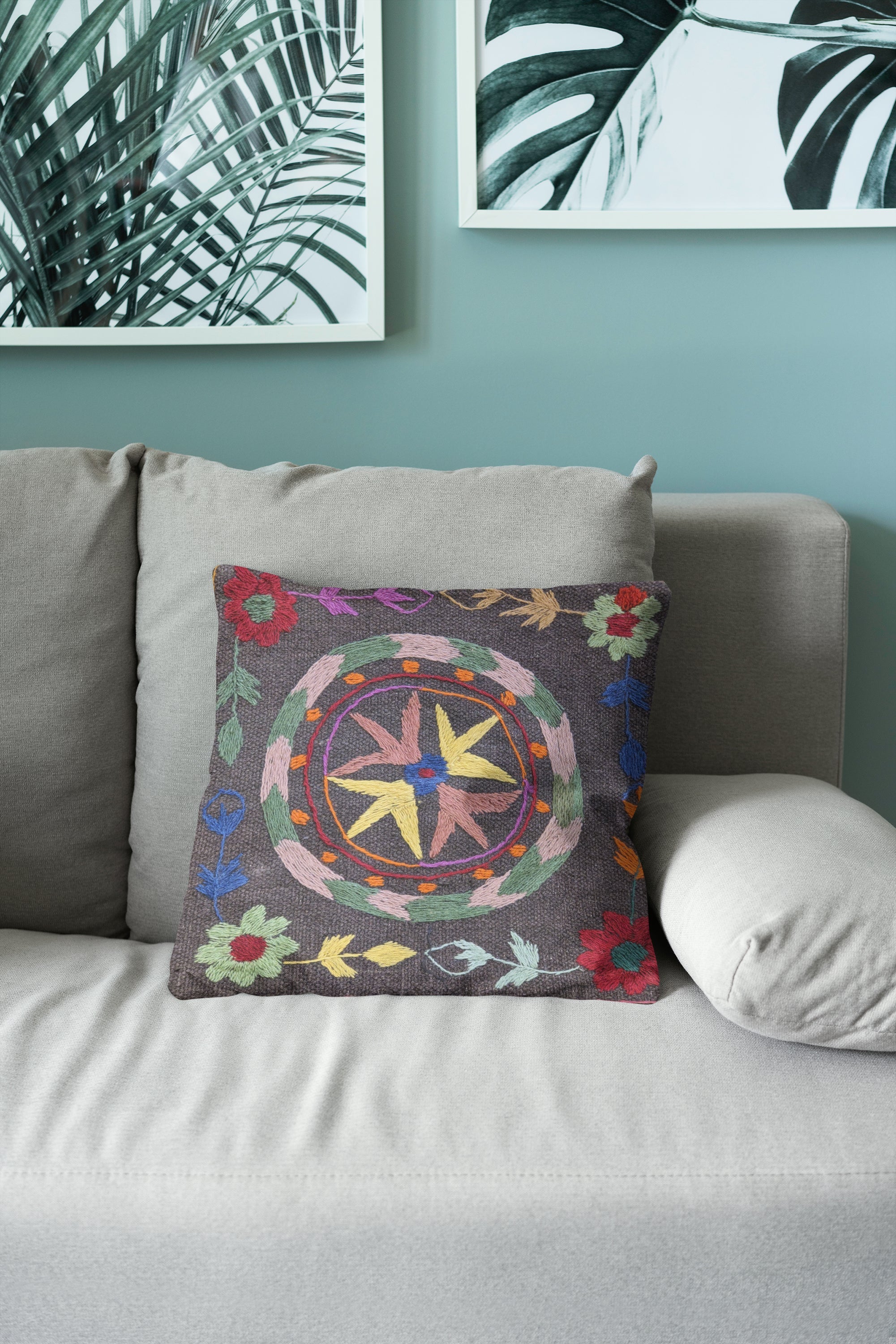 Suzani Hand Embroidered Cushion Cover - 45 x 45 cm