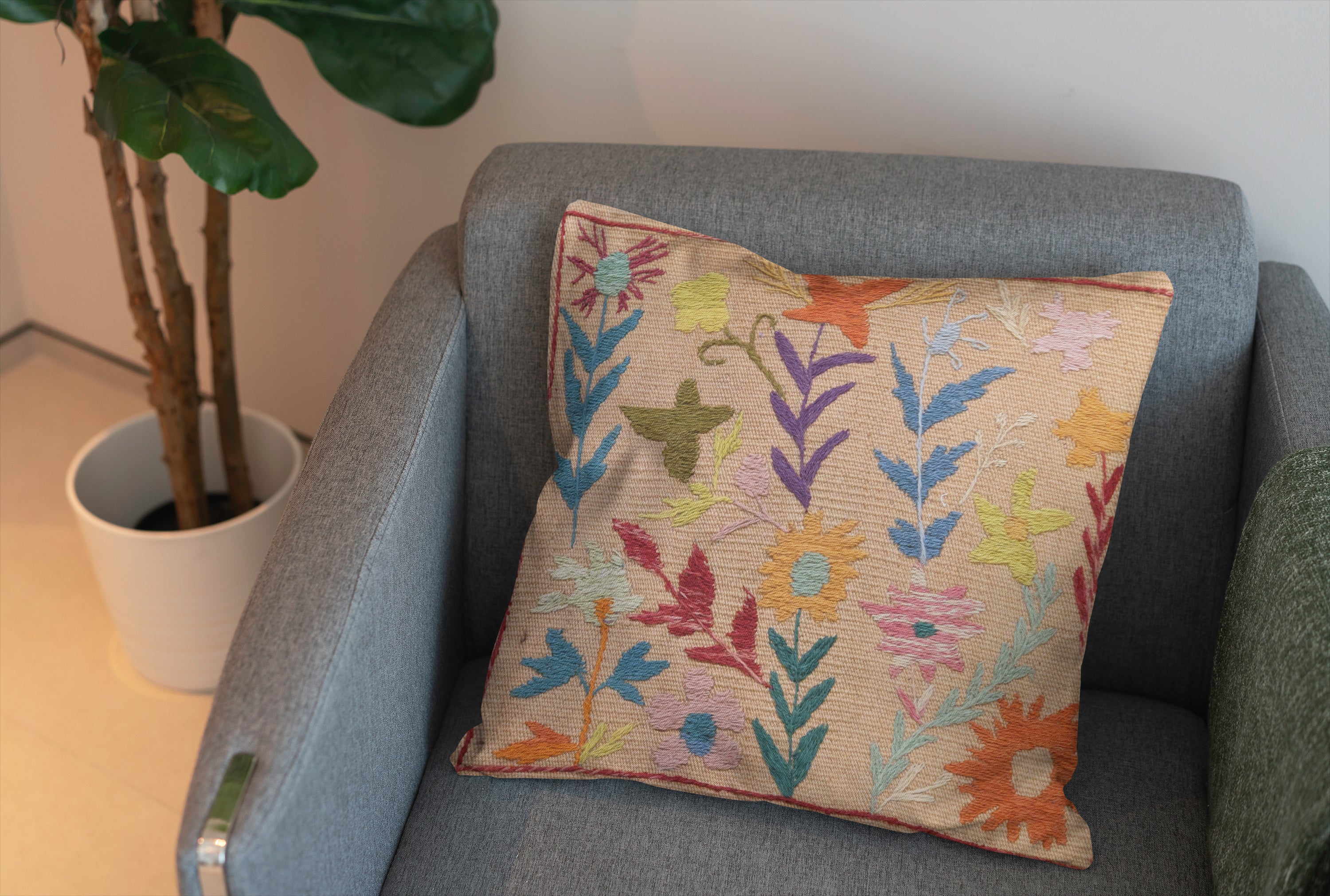 Suzani Hand Embroidered Cushion Cover - 45 x 45 cm