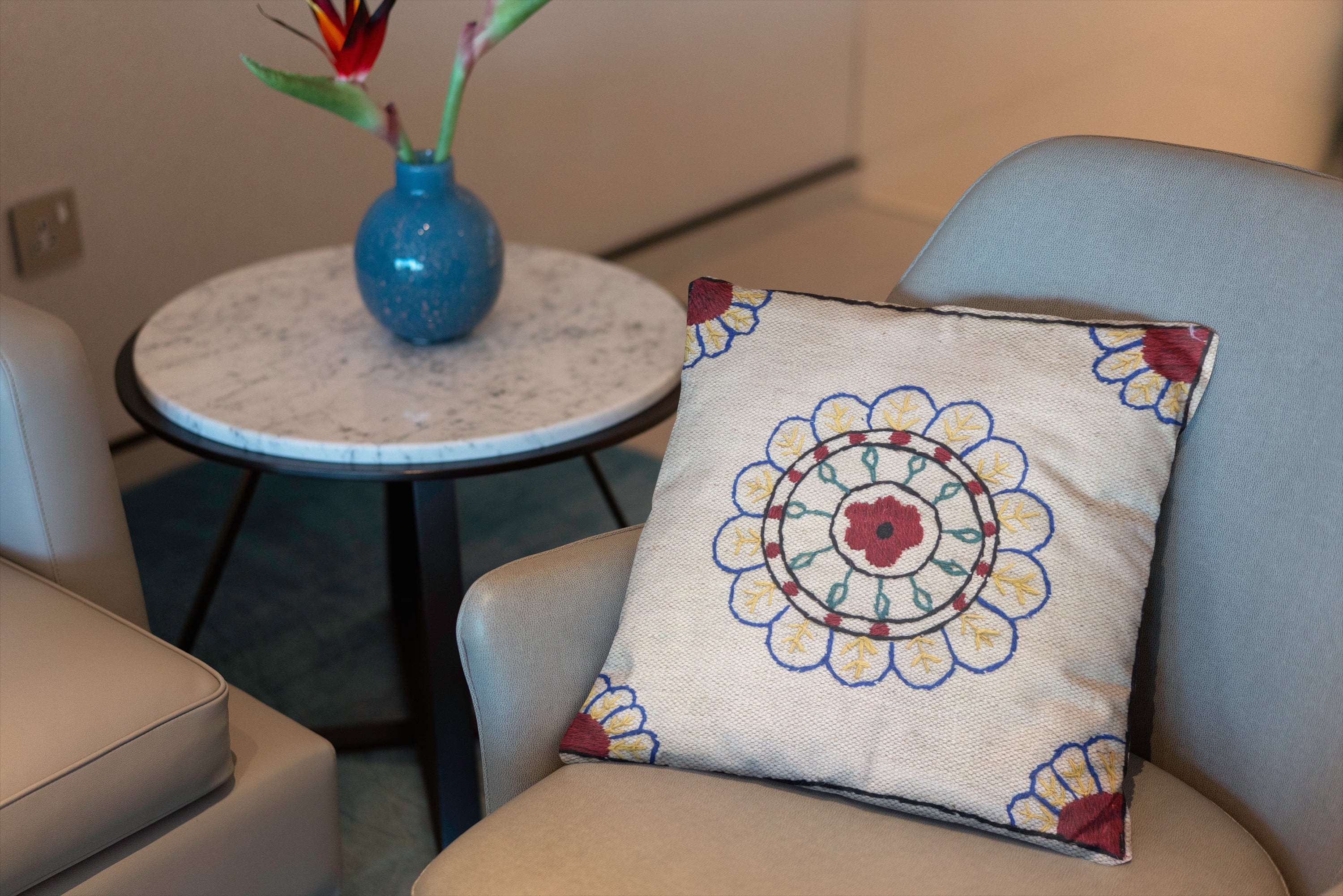 Suzani Hand Embroidered Cushion Cover - 45 x 45 cm