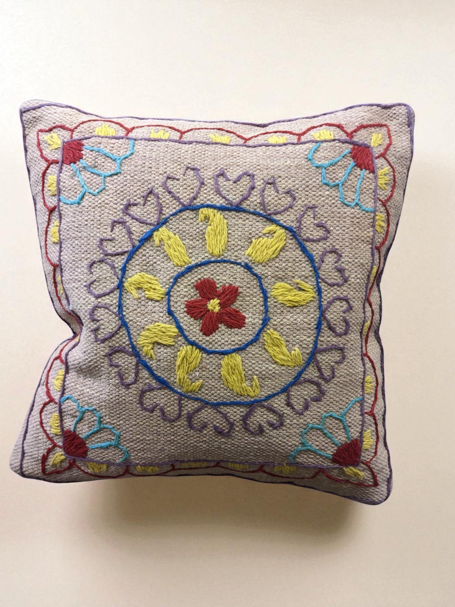 Suzani Hand Embroidered Cushion Cover - 45 x 45 cm