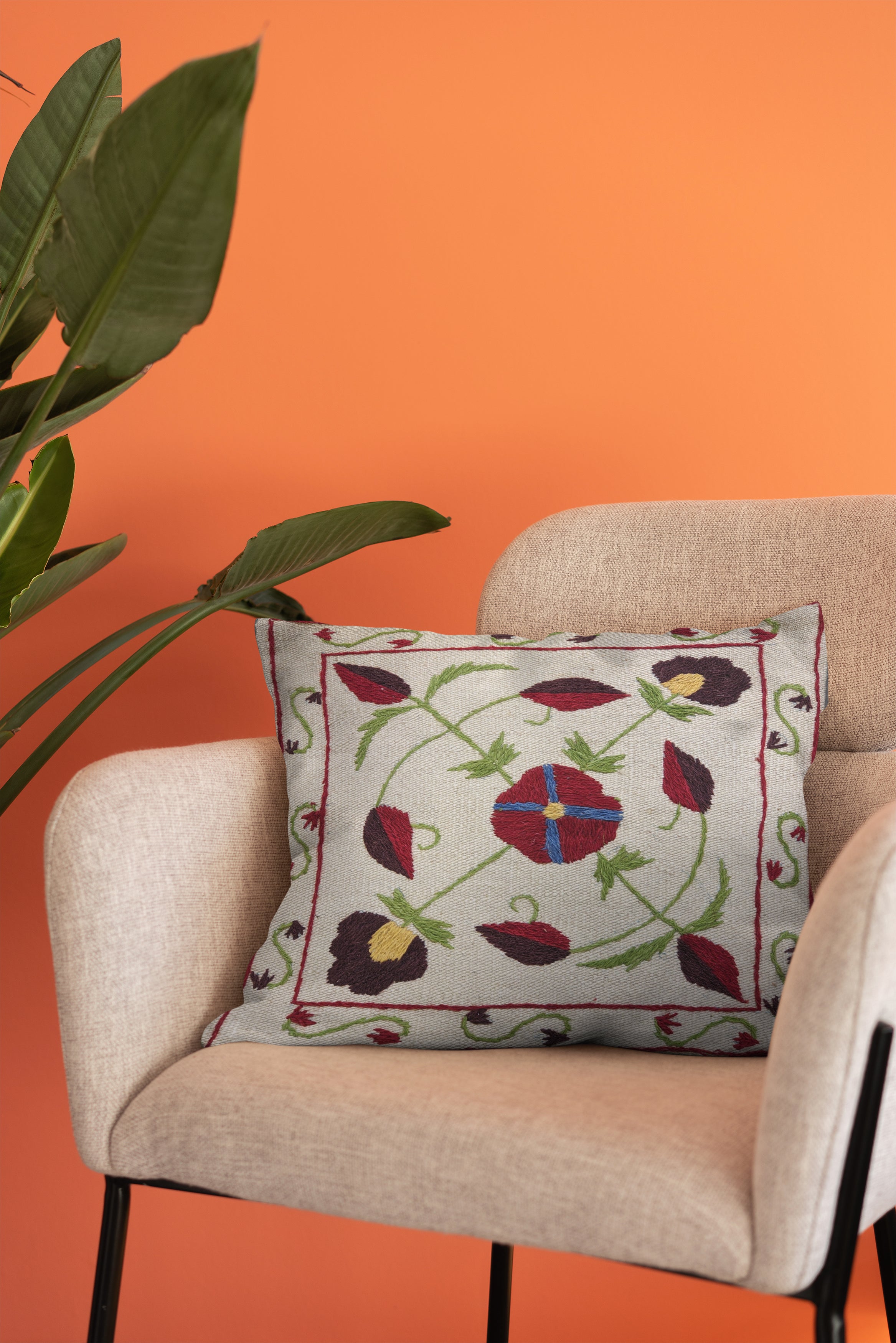 Suzani Hand Embroidered Cushion Cover - 45 x 45 cm