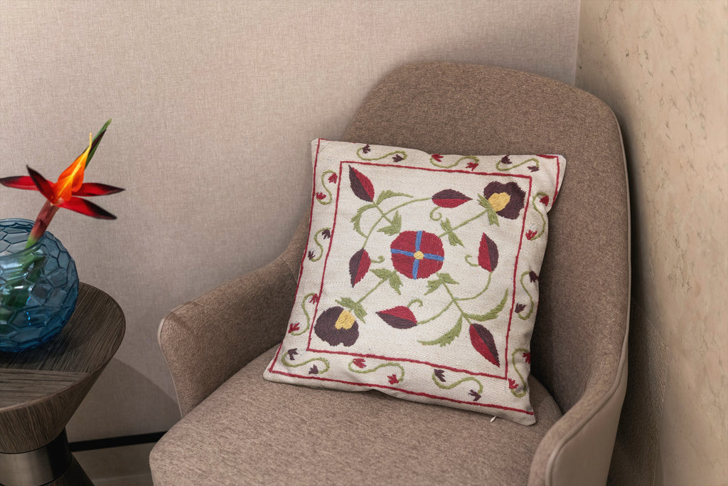 Suzani Hand Embroidered Cushion Cover - 45 x 45 cm
