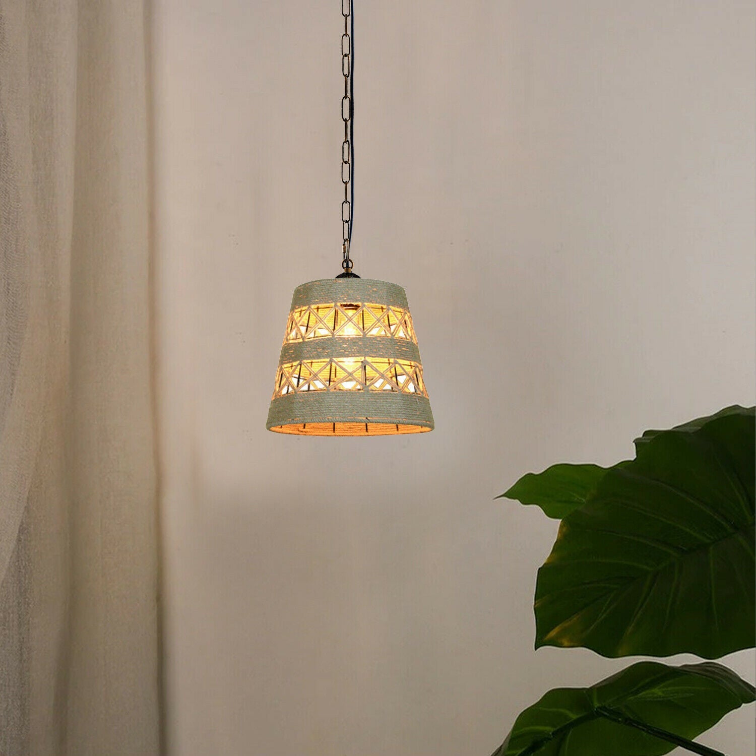 Drum Shape Ceiling Pendant Light Hemp Rope Hanging Light E27 Lamp Shade~1534