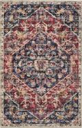 Eco-Washable Red Rug Medallion Design