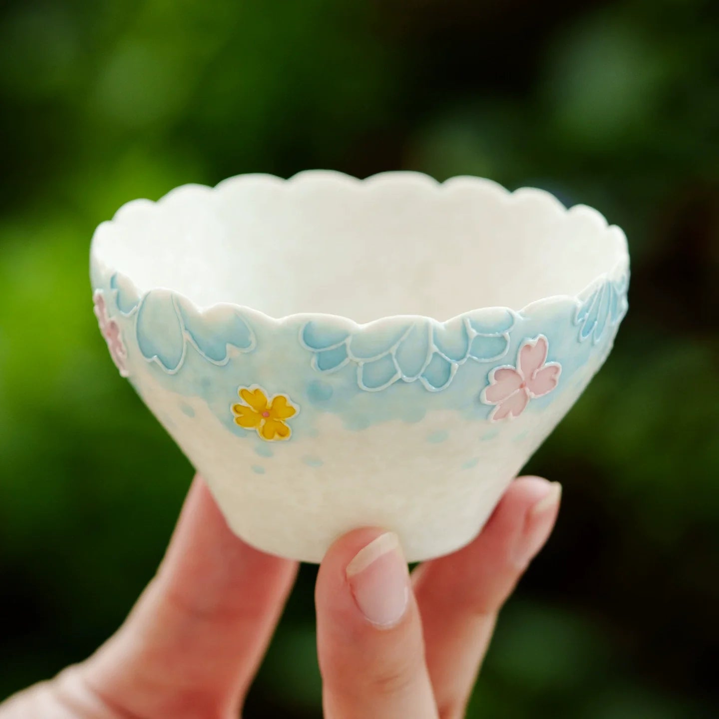 Handmade Ceramic Teacup with Floral Embossed Design – 80ml Traditional Chinese Tea Cup
