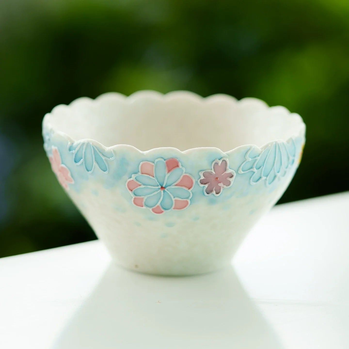 Handmade Ceramic Teacup with Floral Embossed Design – 80ml Traditional Chinese Tea Cup